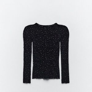 Zara rhinestone long sleeve mesh top